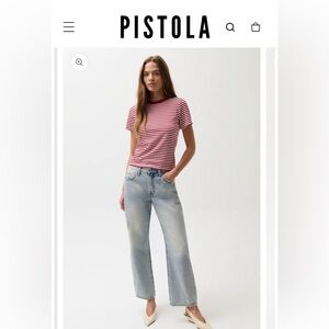 Pistola Lexi Mid Rise Bowed Straight Jean, Petite-Color: Bowie